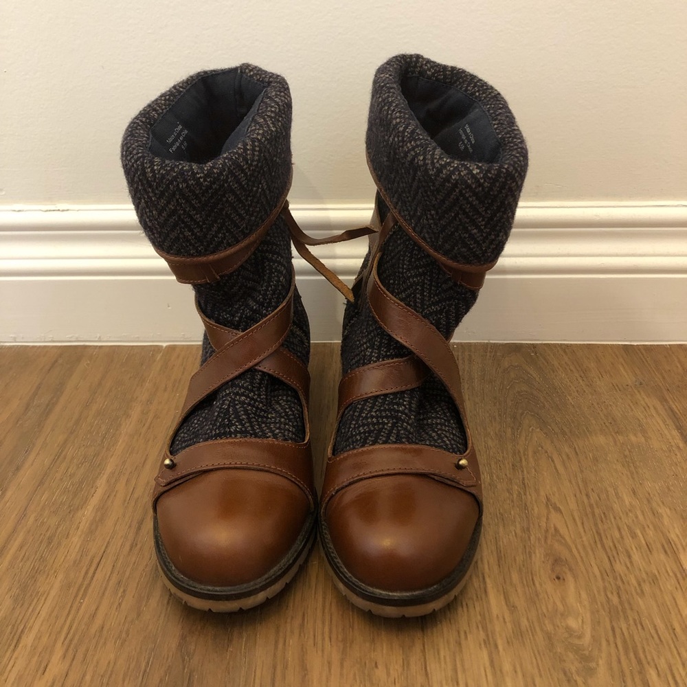 Anthropologie brown leather & wool boots, US 6.5